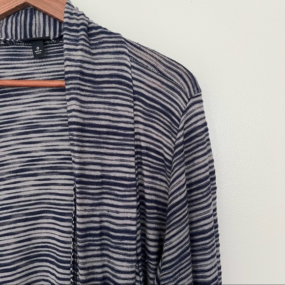 Torrid Womens Sweater Cardigan Knit Size Large Open Front Navy Stripes Waterfall - Picture 3 of 16